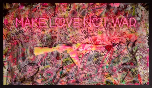 Make Love Not War (Multicoloured) by Dan Pearce - Original Wall Mountable Resin Sculpture